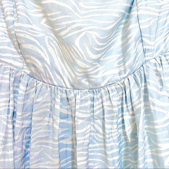 NWOT Free People Baby Blue Silky Satin Zebra Print Blouse MSRP$149 - Picture 4 of 9
